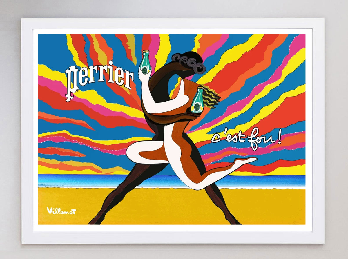 Perrier ヴィンテージ　アートポスター　ペリエ Perrier Embrace Bernard Villemot 1981 Authentic original