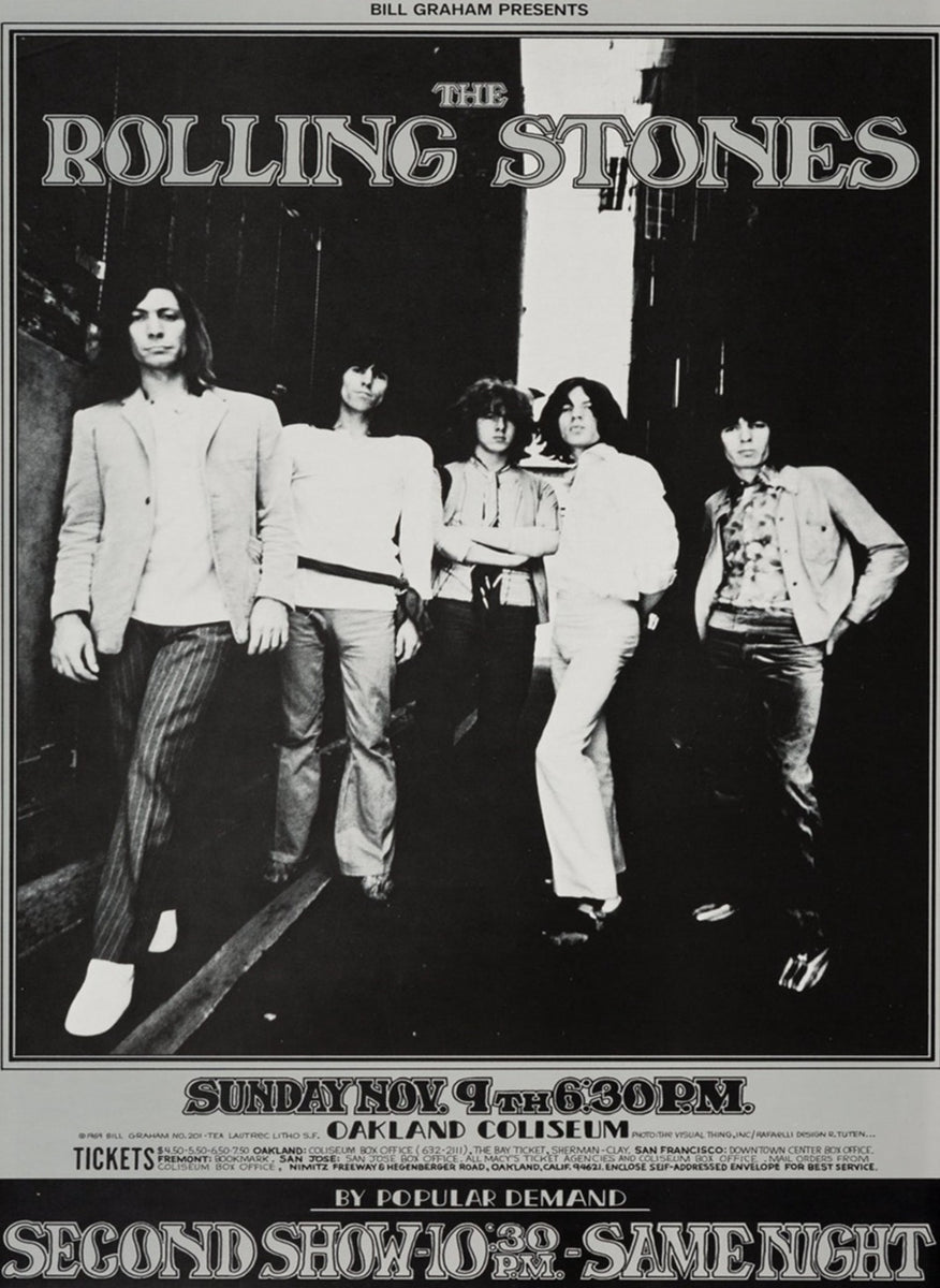 Rolling Stones / 1969年オークランド公演 Shop Rolling Stones - Oakland Coliseum 1969 Poster - Printed Originals
