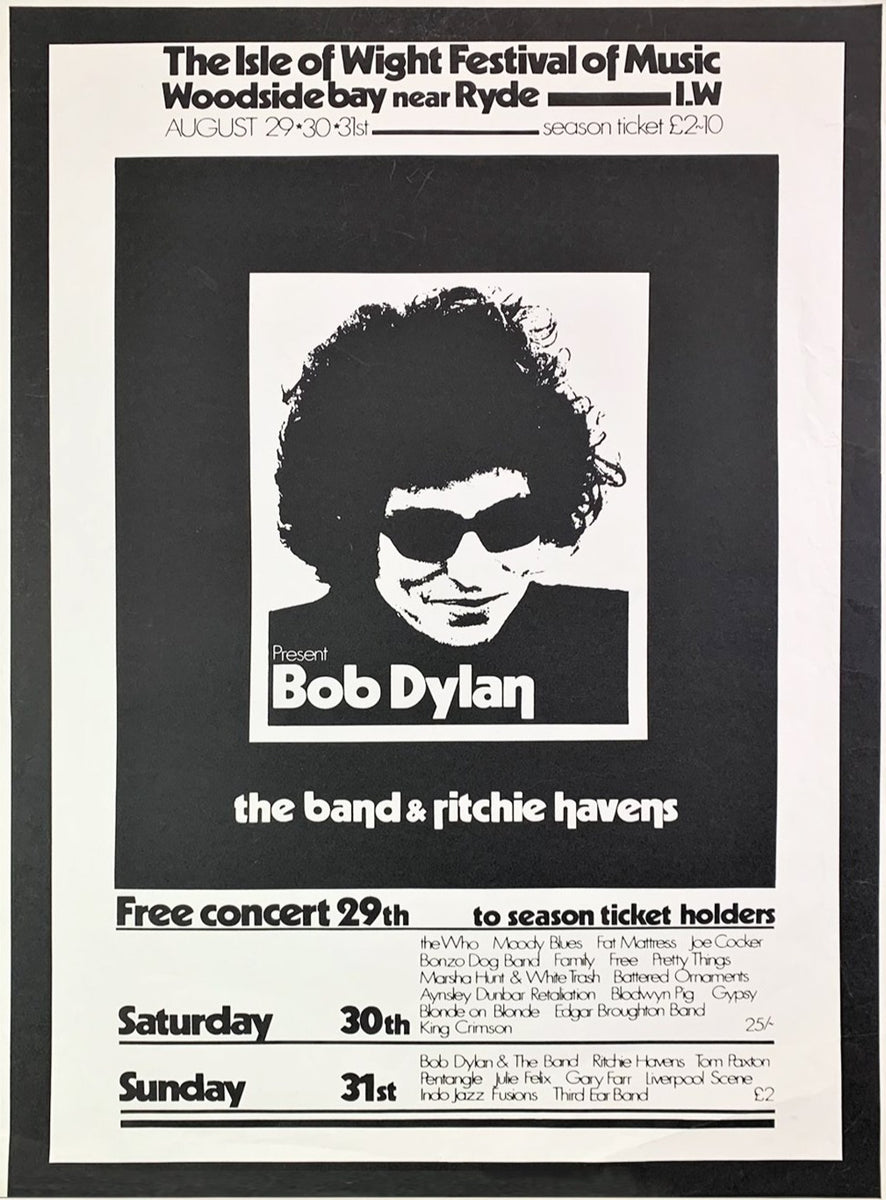 Bob Dylan - Isle of Wight Festival 1969 Original Vintage Poster