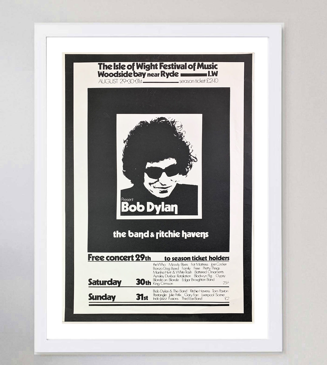 Bob Dylan - Isle of Wight Festival 1969 Original Vintage Poster
