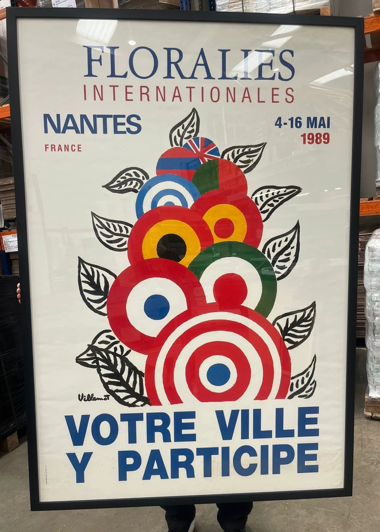 An original Villemot poster for the 1989 Floralies Internationales in Nantes, framed