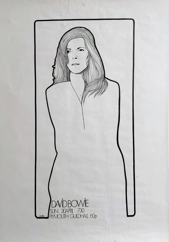 David Bowie black and white sketch poster with event details