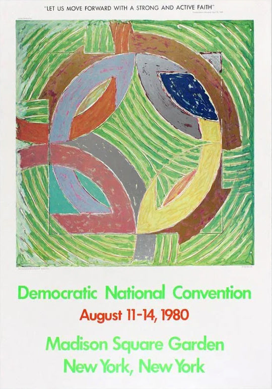 Poster for the Democratic National Convention 1980 with abstract design and text.