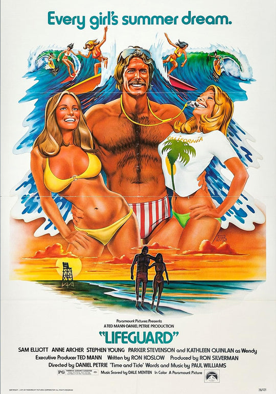 Lifeguard vintage illustrated beach poster