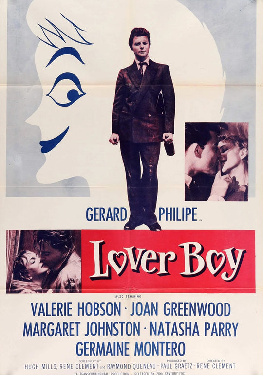 Lover Boy Vintage Blue Face Red Title Movie Poster