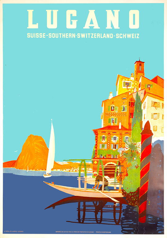 Shop the Vintage travel poster for Lugano, Switzerland 