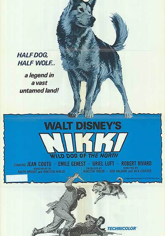 Nikki Wild Dog of the North vintage Disney wolf film poster