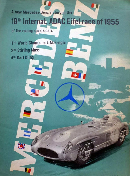 Mercedes-Benz racing poster from the 18th International ADAC Eifel race of 1955