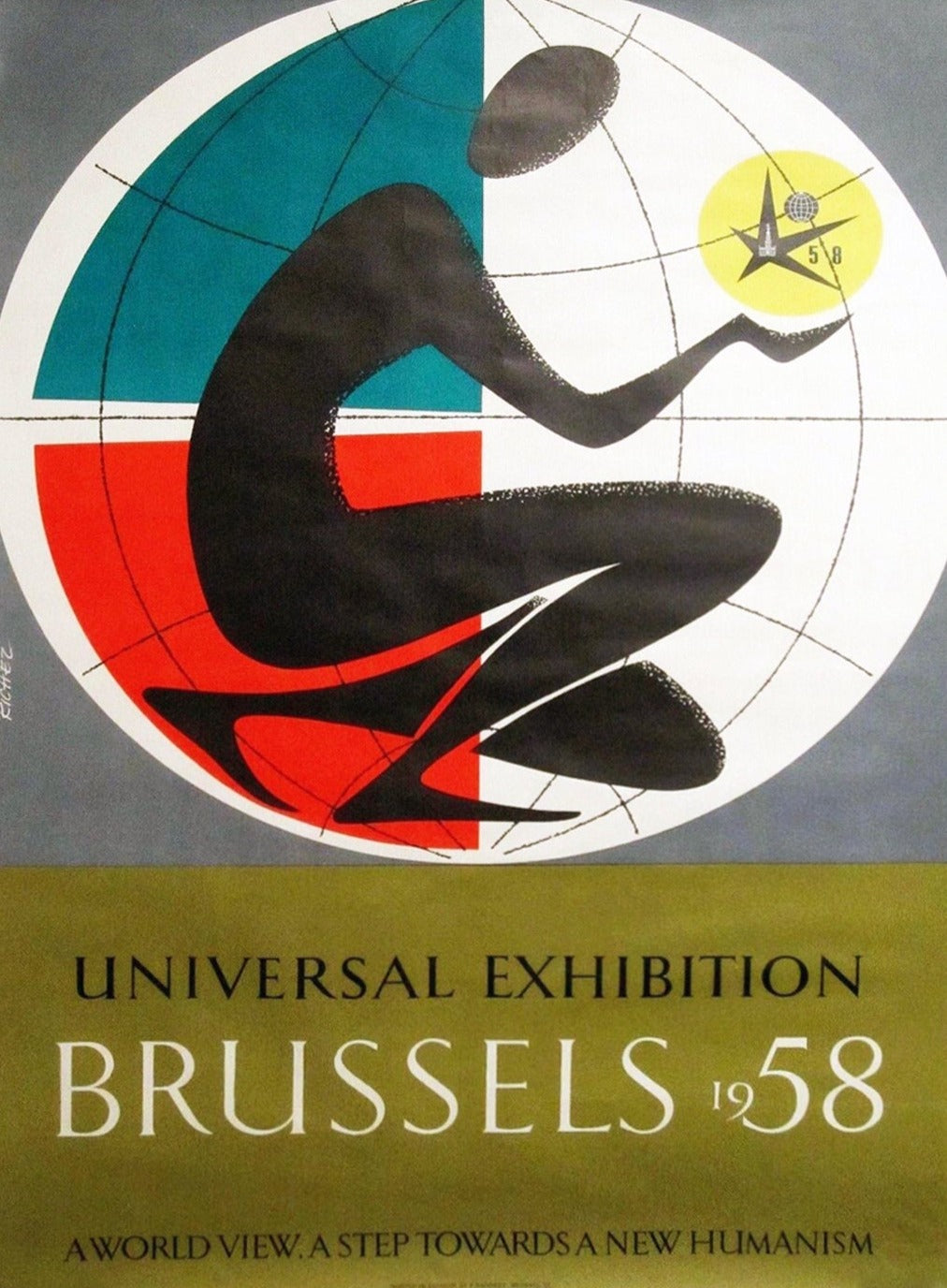 Shop 1958 Brussels World's Fair Original Vintage Travel Poster