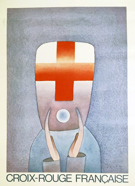 Poster of a person with a red cross symbol on their chest, labeled 'Croix-Rouge Française'.