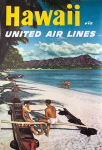 Original Vintage Travel Poster - United Airlines - Hawaii
