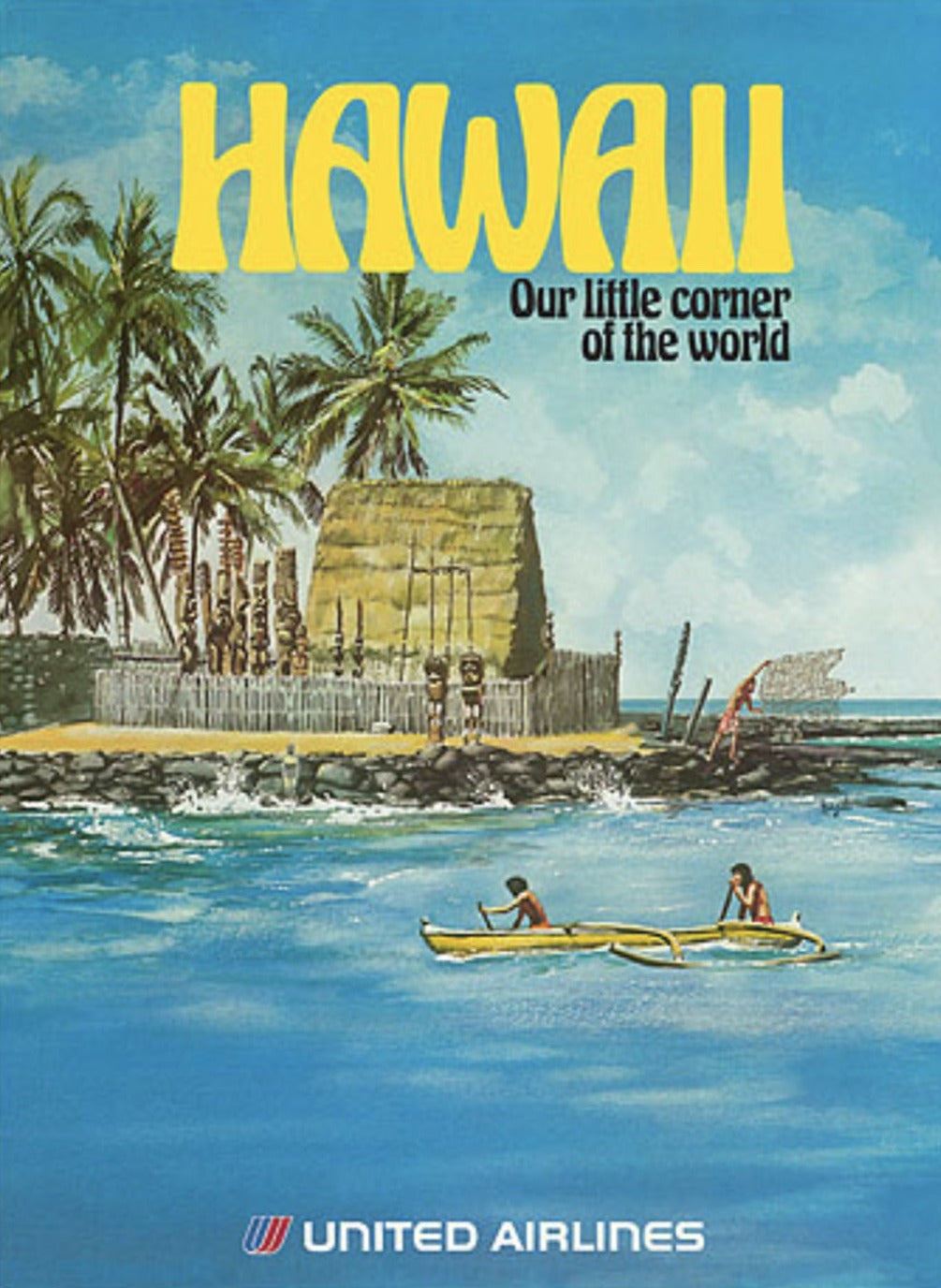 Original Vintage Travel Poster - United Airlines - Hawaii