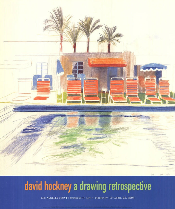 David Hockney - A Drawing Retrospective - LACMA, original poster: 1996