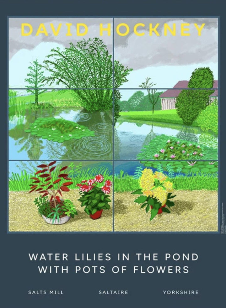 David Hockney - Water Lilies in the Pond With Pots of Flowers, original poster: 2022