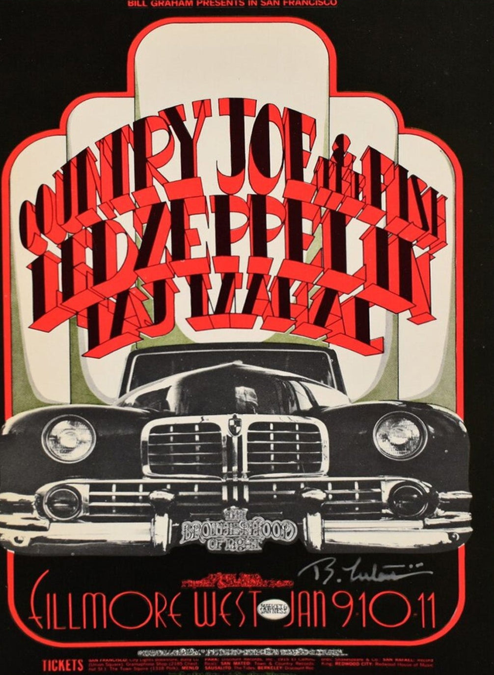 Shop Led Zeppelin - Fillmore West 1969 Original Vintage Poster