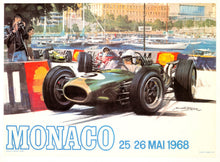 Load image into Gallery viewer, Framed artwork of a vintage racing car on a track with 'Monaco' text