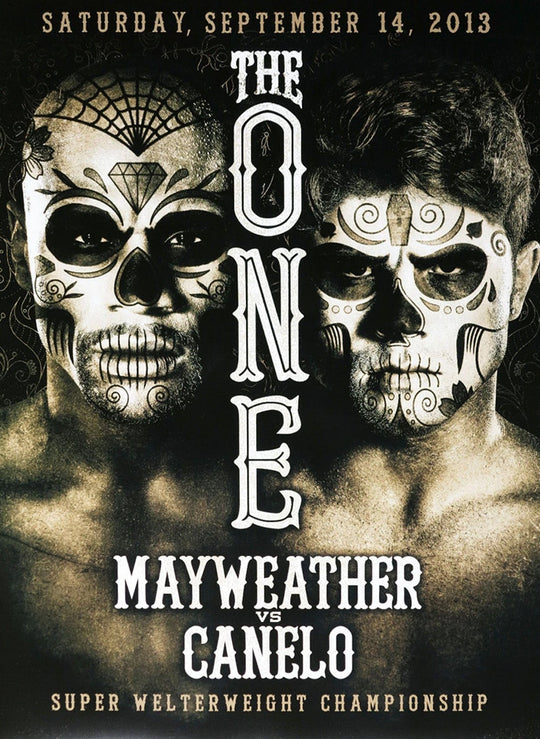 Promotional poster for a boxing match featuring two boxers with face paint, dated September 14, 2013