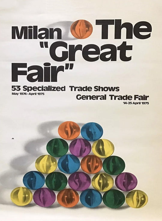 Poster for 'The Great Fair' in Milan with colorful sphere design