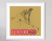 Load image into Gallery viewer, Framed artwork of a stylized athlete with 'Mexico 68' text on a beige background
