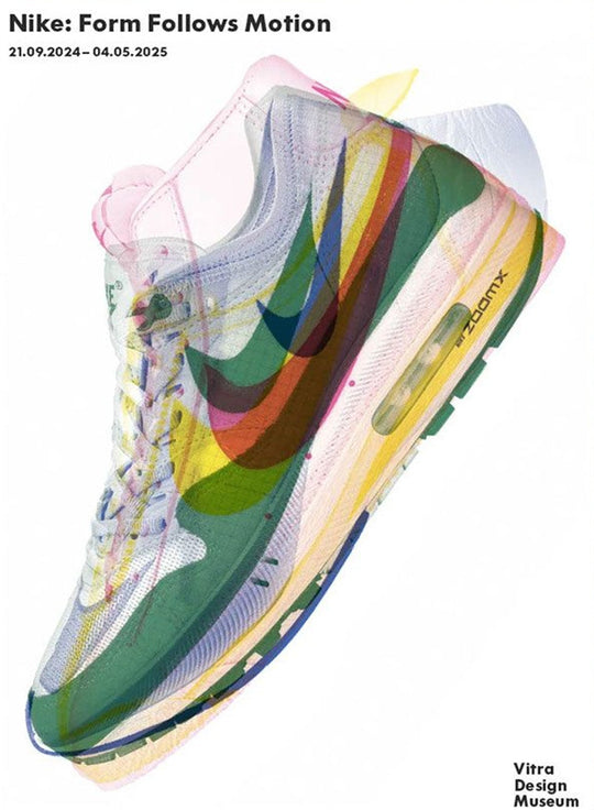 Colorful Nike sneaker with transparent elements on a white background