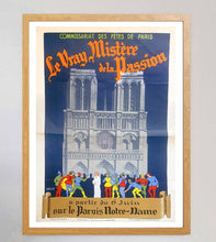 Load image into Gallery viewer, Framed vintage poster of Notre-Dame Cathedral with text in French