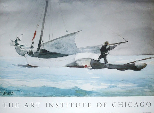 Sailboat and canoe on icy water Art Institute of Chicago print