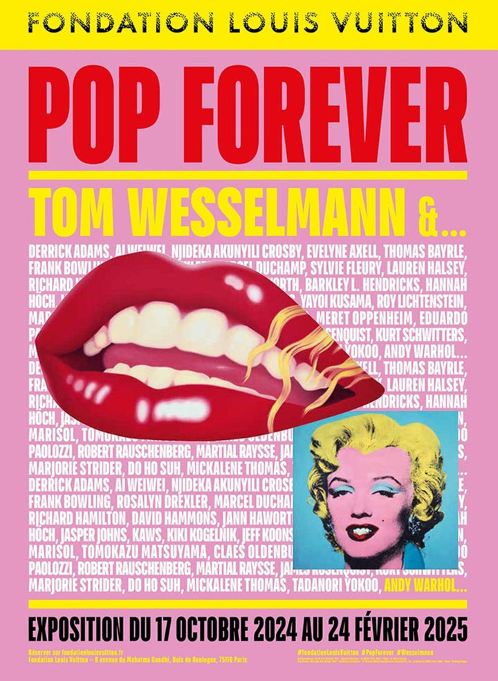 Tom Wesselmann & Andy Warhol - Fondation Louis Vuitton, original poster: 2024 · Pop Forever, Fondation Louis Vuitton (pink)