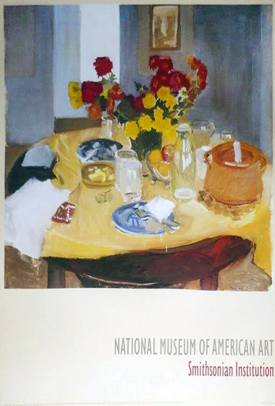 Still life with flowers, glassware and brown pot Smithsonian art print