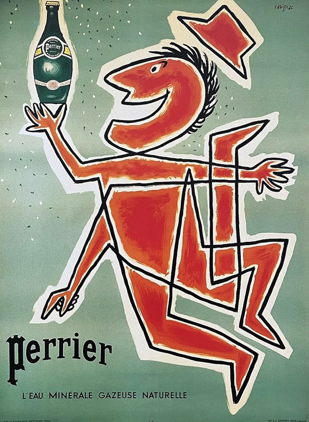 Perrier original advertising poster by Raymond Savignac