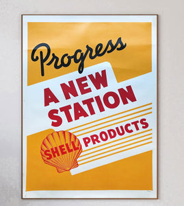 SHELL 1928年　ヴィンテージ　広告プレート Shop Shell Oil - Progress 1960 Original Vintage Poster