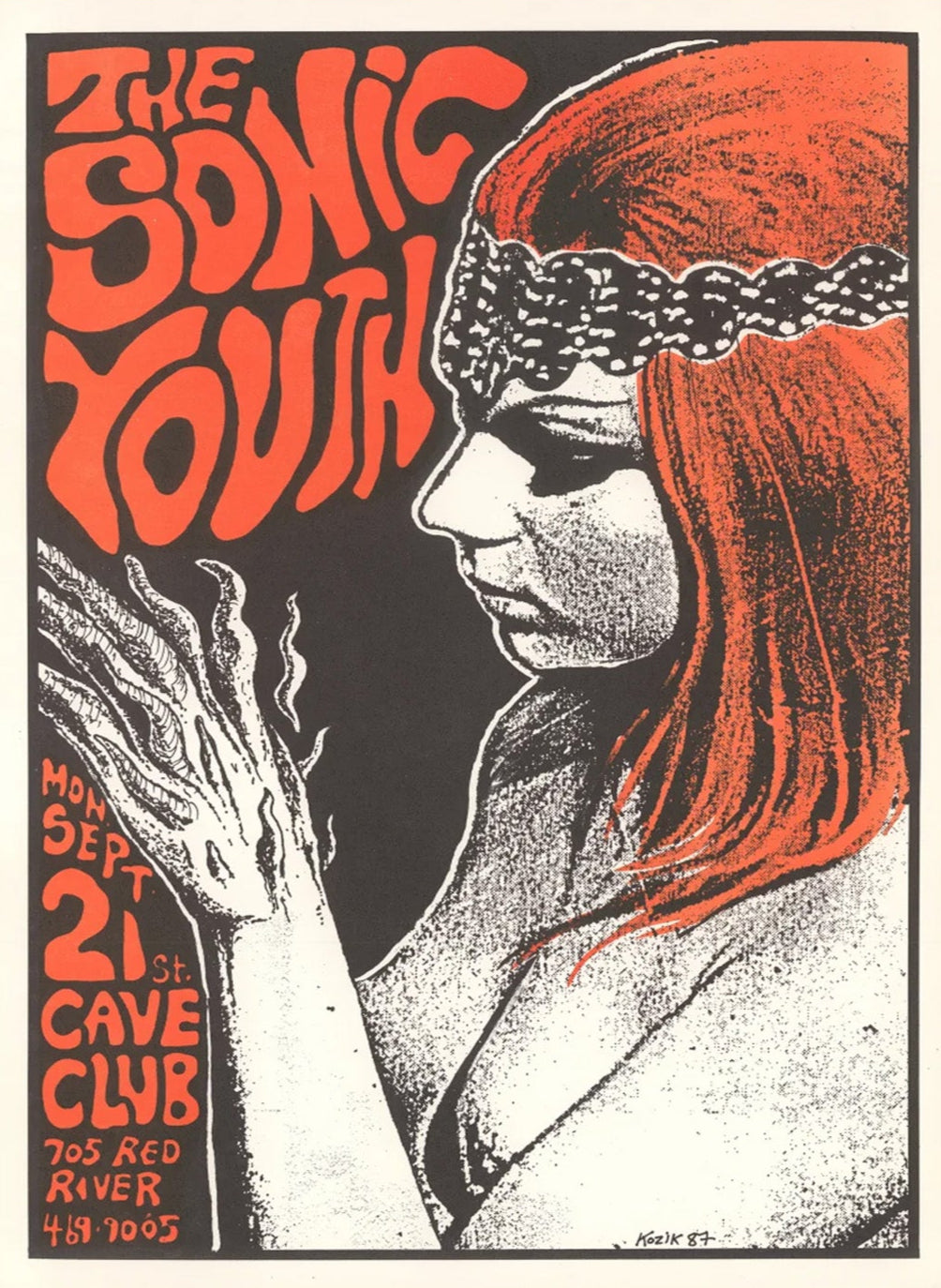 FRANK KOZIK フランク コジック　SONIC YOUTH Sonic Youth - The Cave Club 1987 Original Vintage Poster