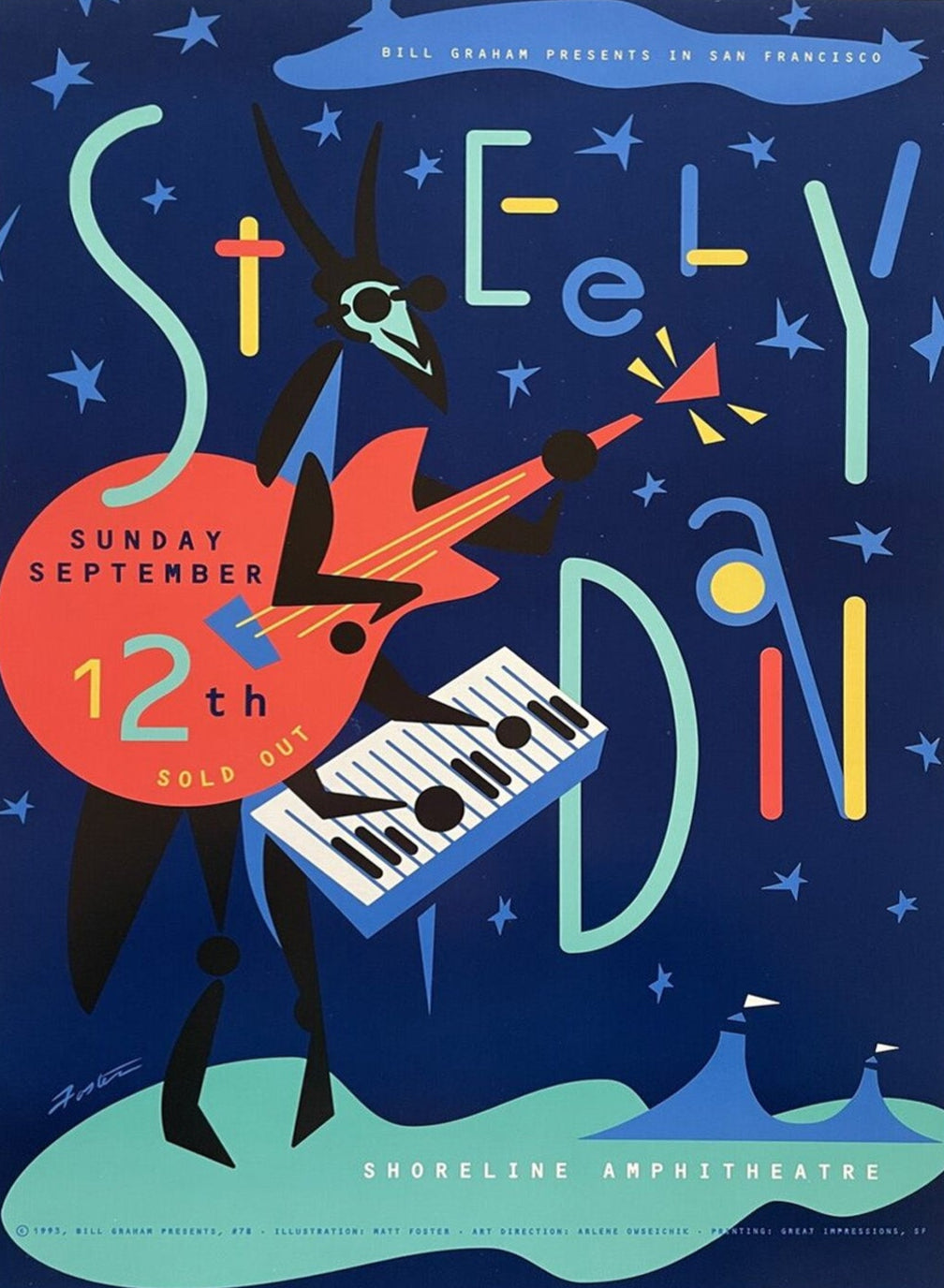 Shop Steely Dan - Shoreline Amphitheatre 1993 Original Vintage Poster