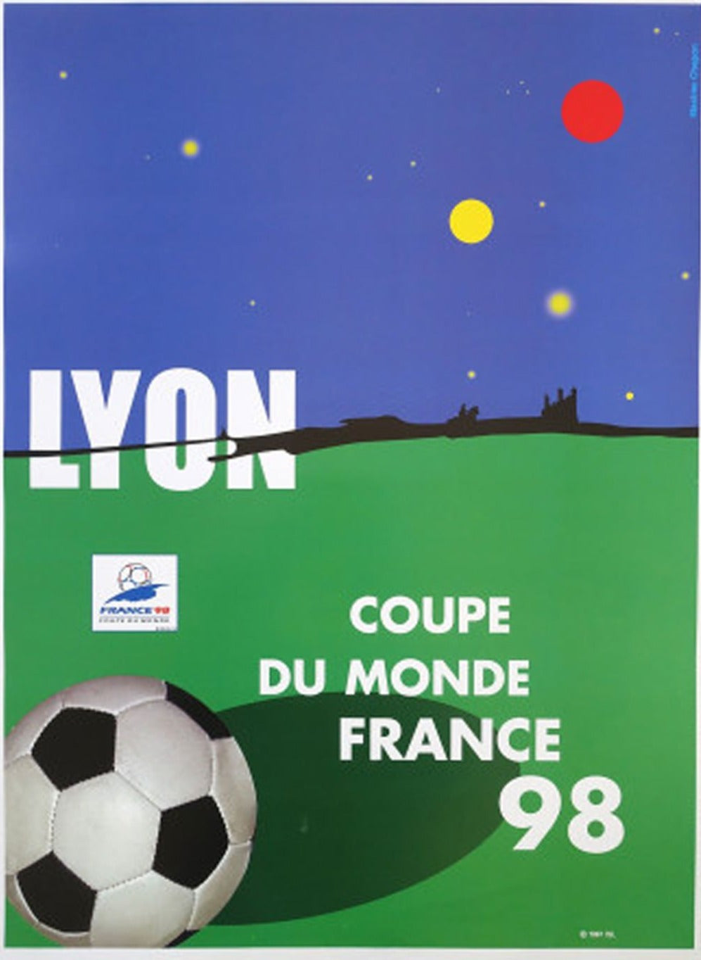 1998 FIFAワールドカップ フランス大会 リヨン記念ポスター World Cup France 98 Lyon Poster - Printed Originals