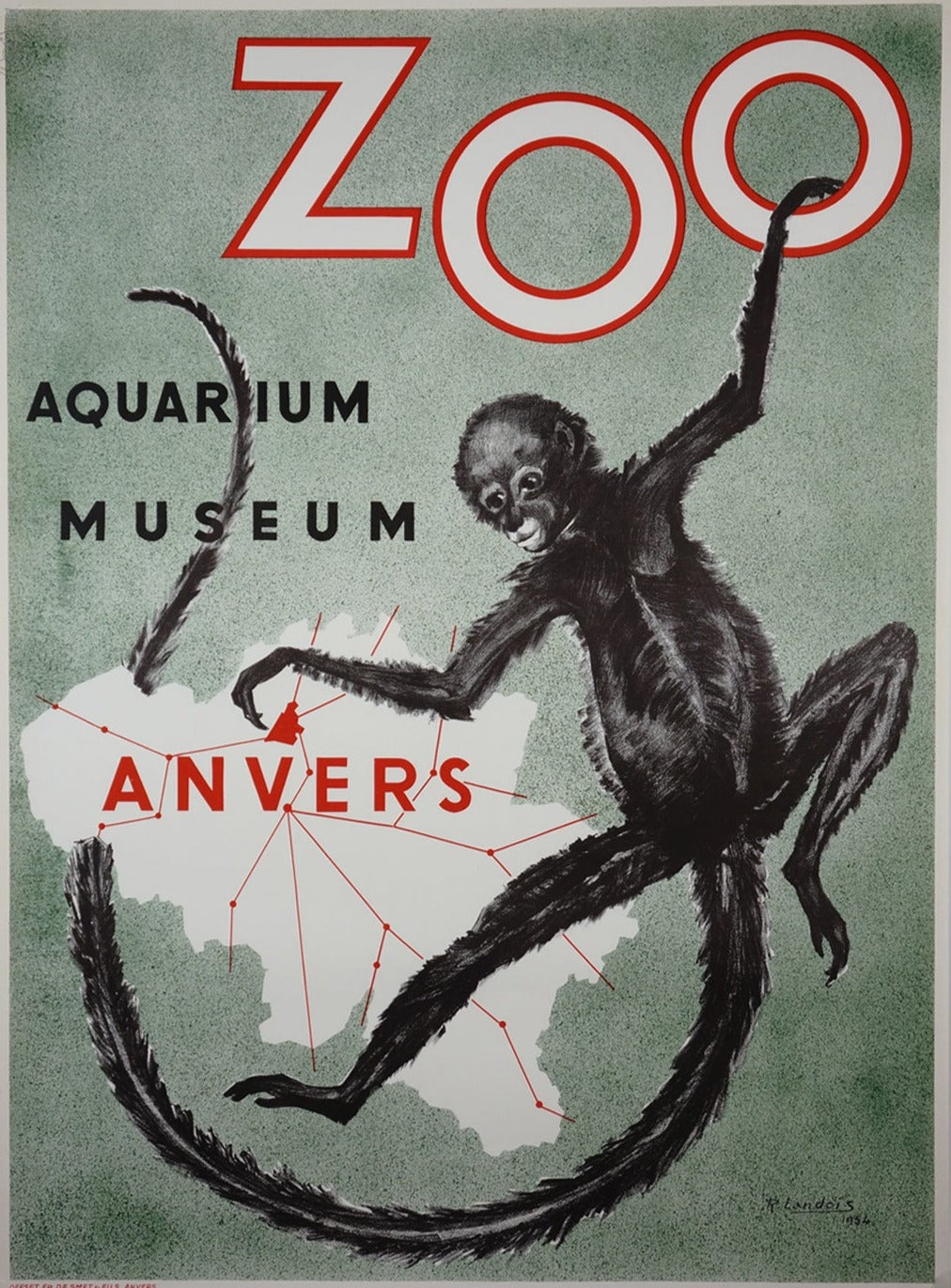 Shop Antwerp Zoo 1954 Original Vintage Poster Online