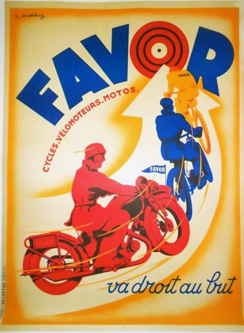 Favor Cycles, an original French poster, unframed