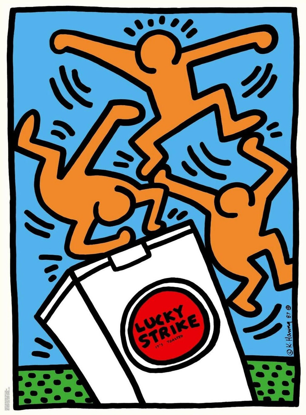 絵画 Keith Haring Lucky Strike 51/150 Shop Keith Haring Lucky Strike Blue Poster For Sale - Printed