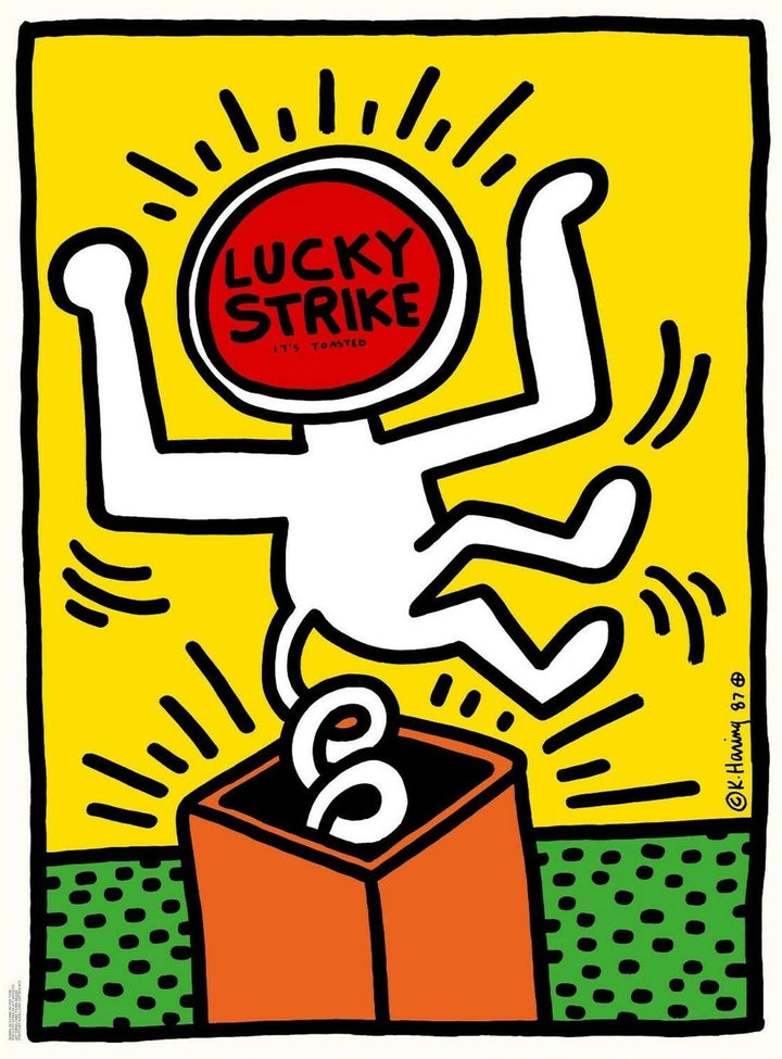 Keith Haring Lucky Strike Yellow, original poster: 1987