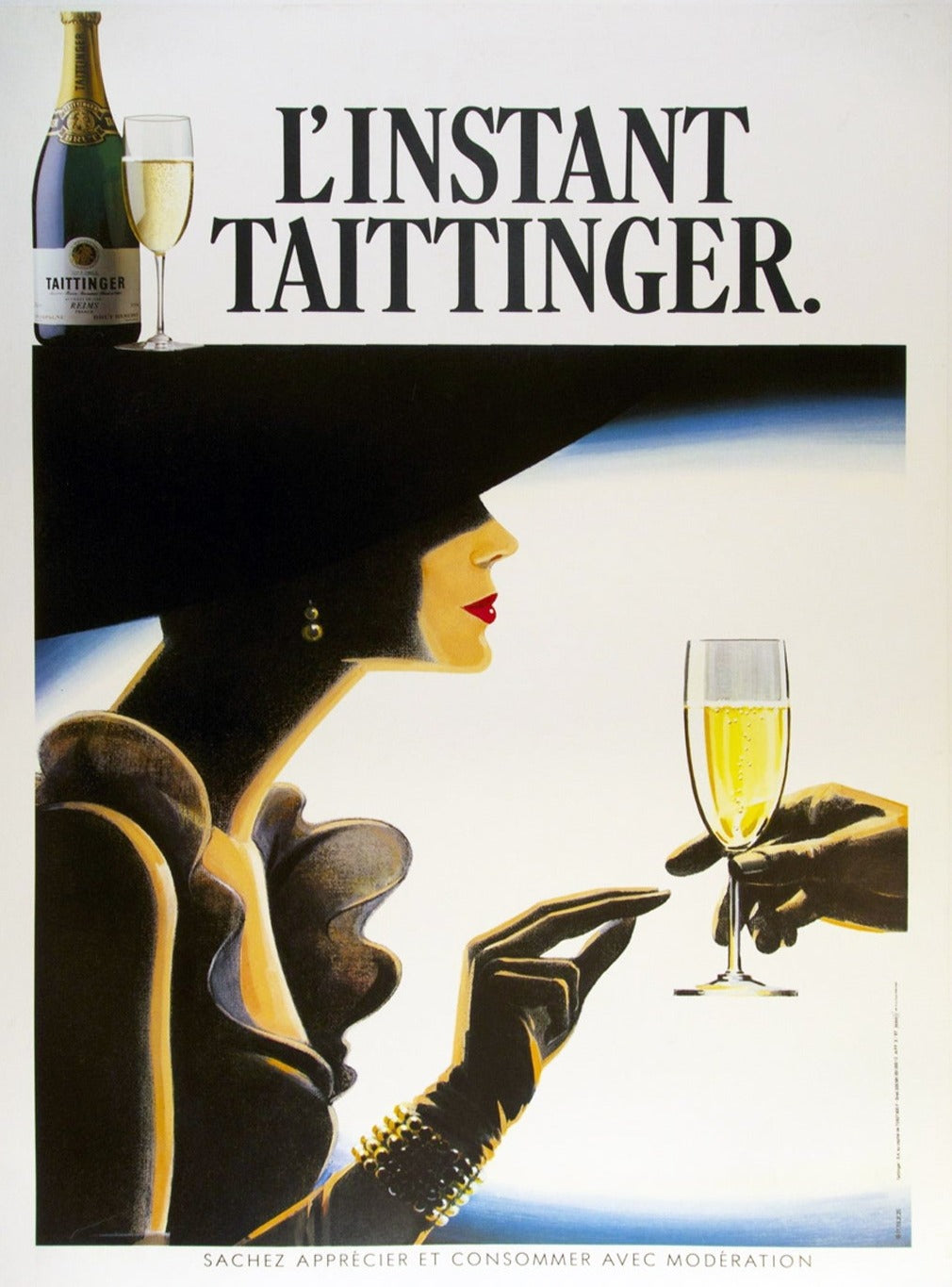 Shop L'Instant Taittinger Champagne Original Poster For Sale
