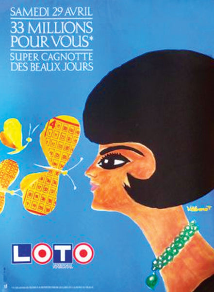 Loto - Woman With Butterflies - Villemot