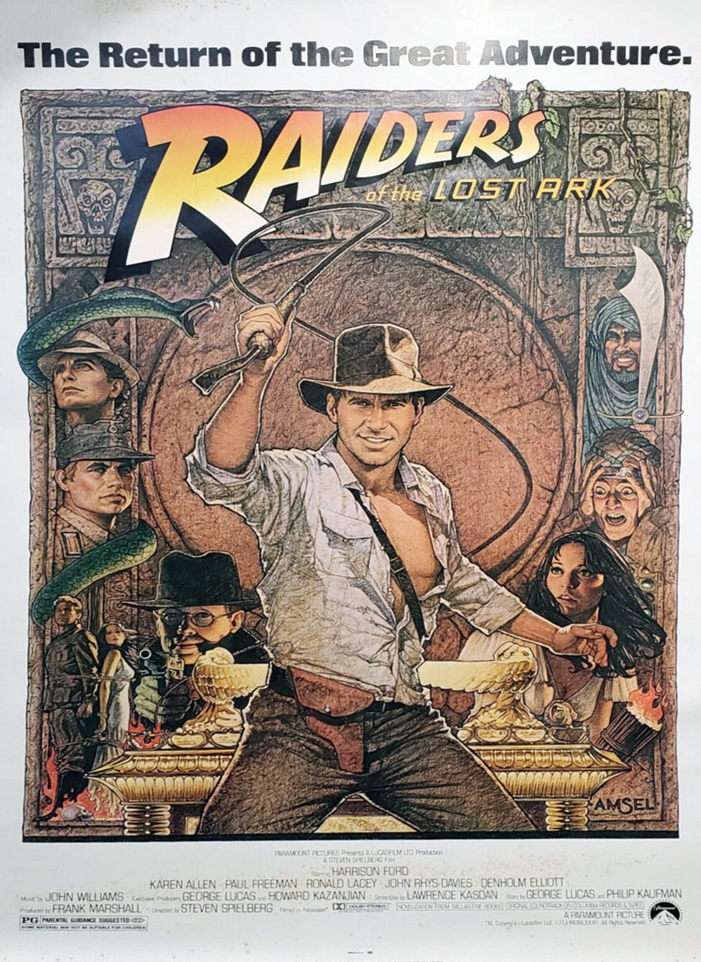 Raiders of the Lost Ark original poster illustrated by Richard Amsel
