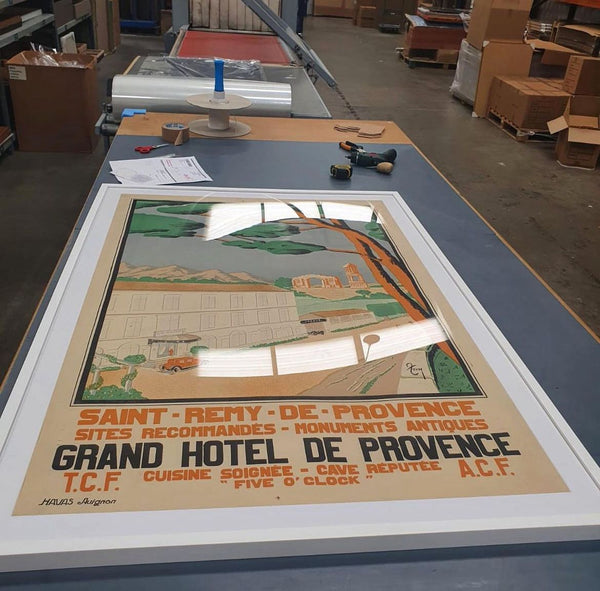 “Grand Hôtel de Provence” poster, being packed for shipping