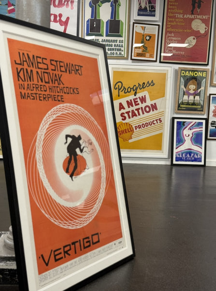“Vertigo” poster and a gallery wall, fresh out of the frame shop