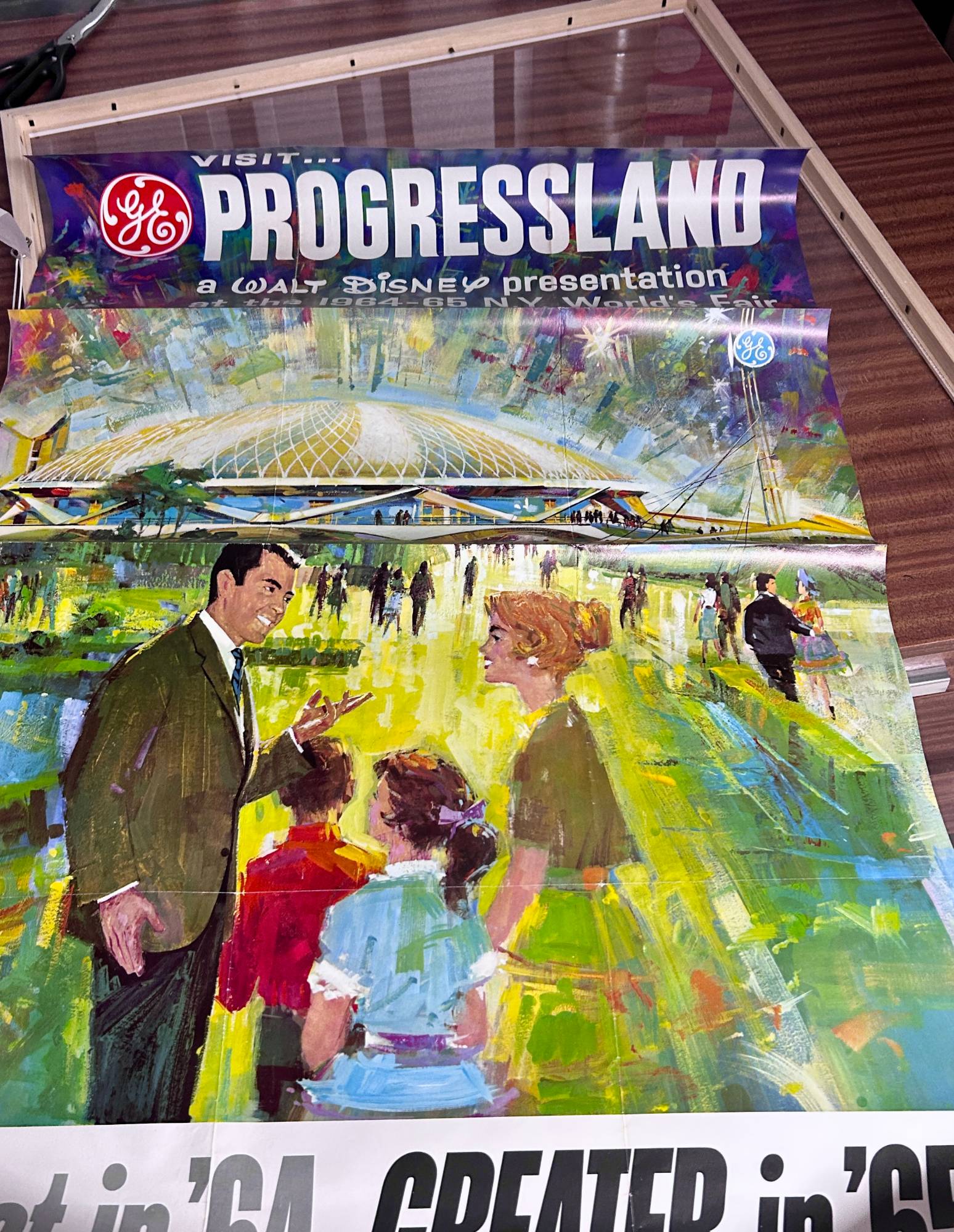 Close-up detail of an original Progressland poster