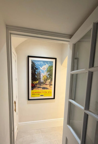 “Royal Leamington Spa” railway poster in the hallway