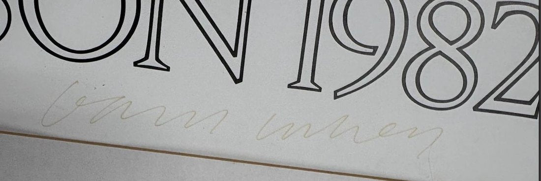 Hockney&rsquo;s pencil signature beneath &ldquo;1982&rdquo; on our signed copy of the San Francisco Opera poster