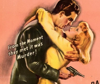 Cropped detail of a classic film-noir cinema poster