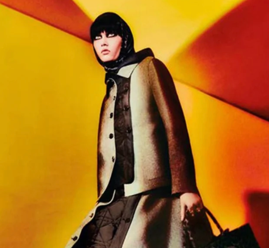 Cropped detail of a modern photographic Dior advertising campaign